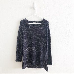 ANTHRO MYSTREE Marled Boucle Sweater Navy Blue M